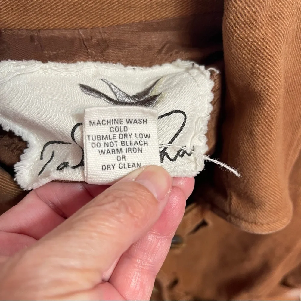 Sz 6 (S/M) Anthropologie Brown Ruffle-Trim Utility Barn Jacket - Picture 6 of 8